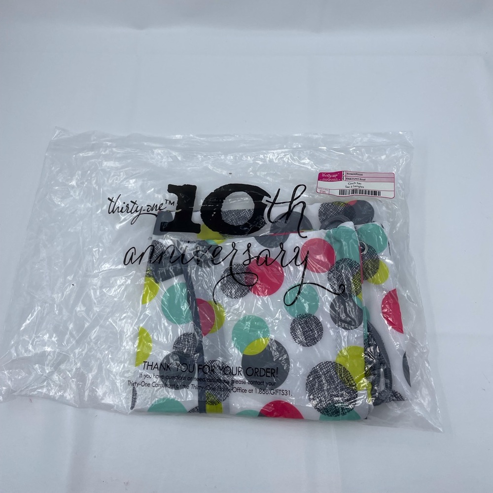 Thirty-One 10th Anniversary Cinch Sac Retired Punch Bowl Pattern New Backpack